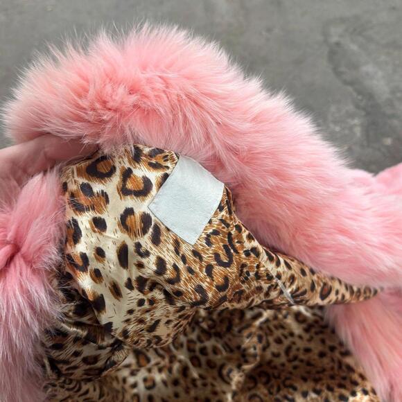 Vintage Pink Rabbit Fur Coat with Fox Fur Collar - Picture 5 of 6